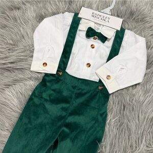 Boys Velvety Soft Christmas Suspender Set